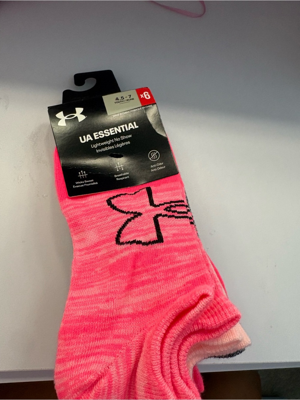 Under Armour UA Essential No-Show Socks - Hot Pink (6 Pack)